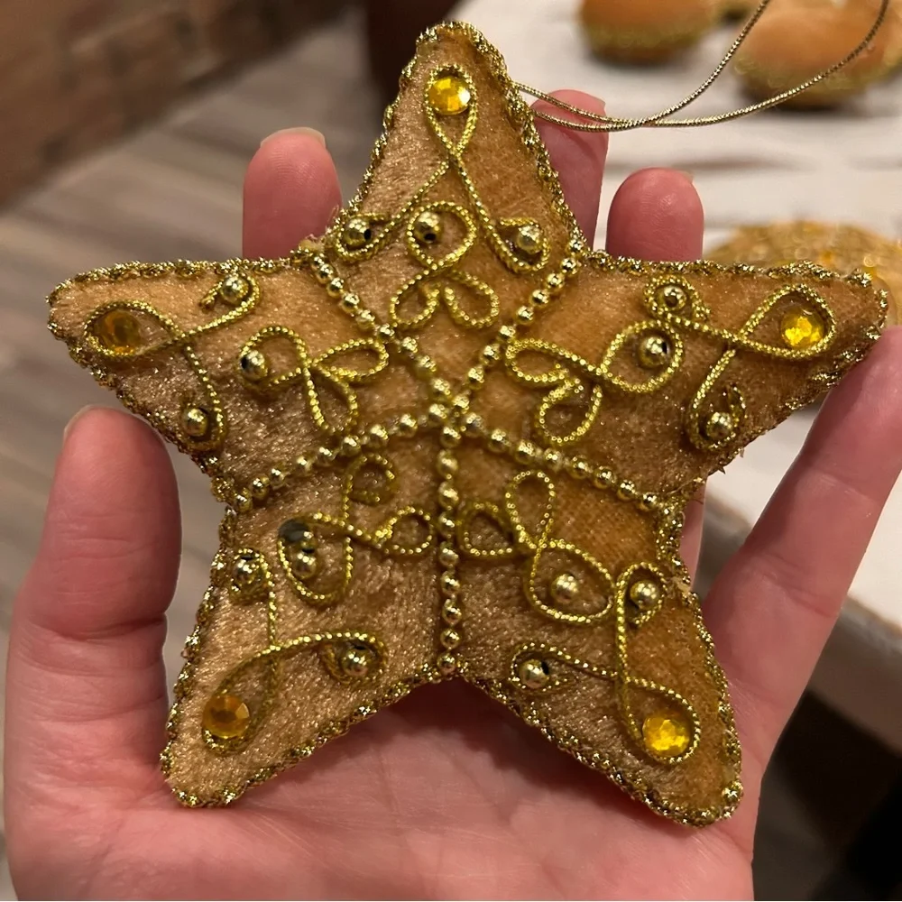 Vintage Set‎ of 10 of Gold Holiday Ornaments